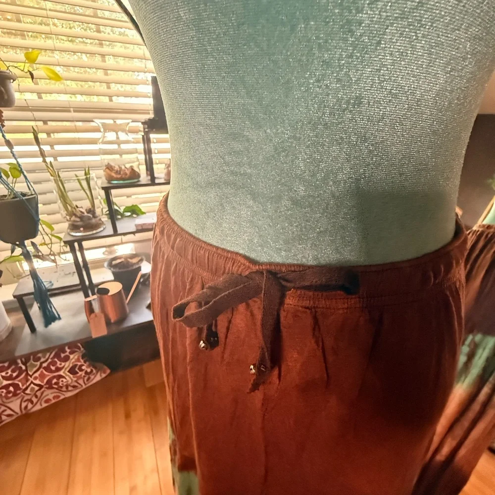 Gypsy Rose Tie-Dye Earth Tones Maxi Skirt – Handmade in Nepal, Size L - Picture 4 of 6